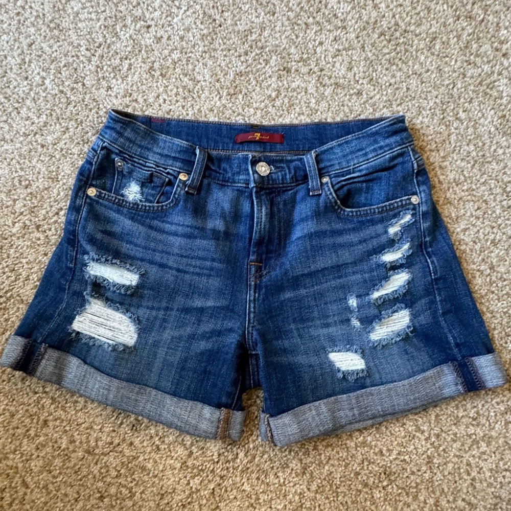 Women’s 7 For All Mankind Distressed Blue Jean Shorts